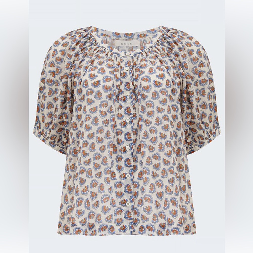 Doen June Top in Sea Salt Bedford Paisley